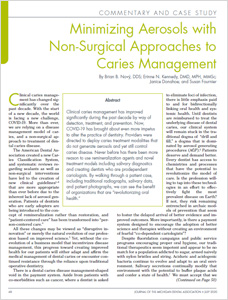 Article - Minimizing Aerosols with Non-Surgical Approaches to Caries Management