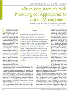 Article - Minimizing Aerosols with Non-Surgical Approaches to Caries Management. Sillha Oral Wellness. ARKRAY USA, Inc.